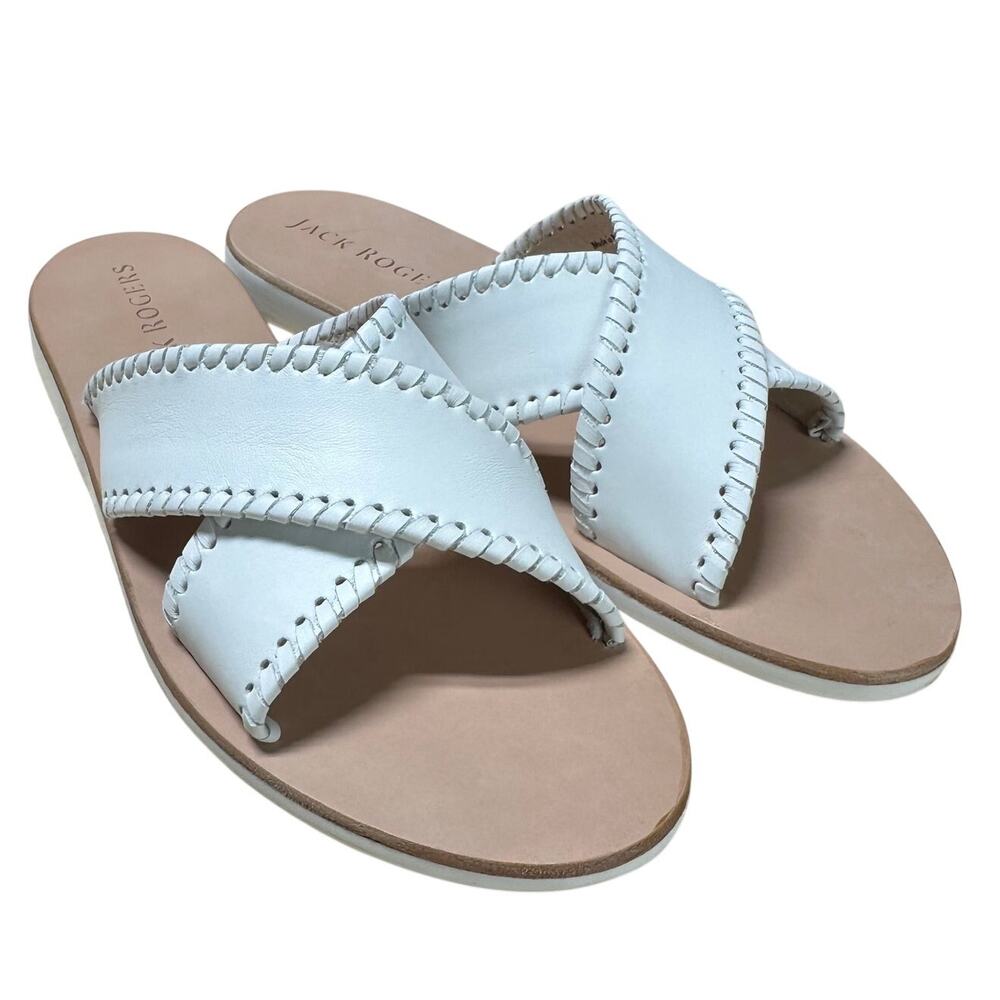 Jack Rogers Leather Crossband Boating Jacks Sloane White Women's Size 7.5 NIB